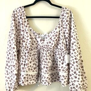 Altar’d State Floral Blouse XL Long Sleeve Embroidered